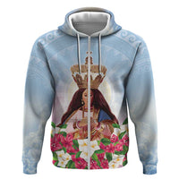 Guam Patroness Hoodie The Legend Santa Marian Kamalen LT05 Zip Hoodie Blue - Polynesian Pride