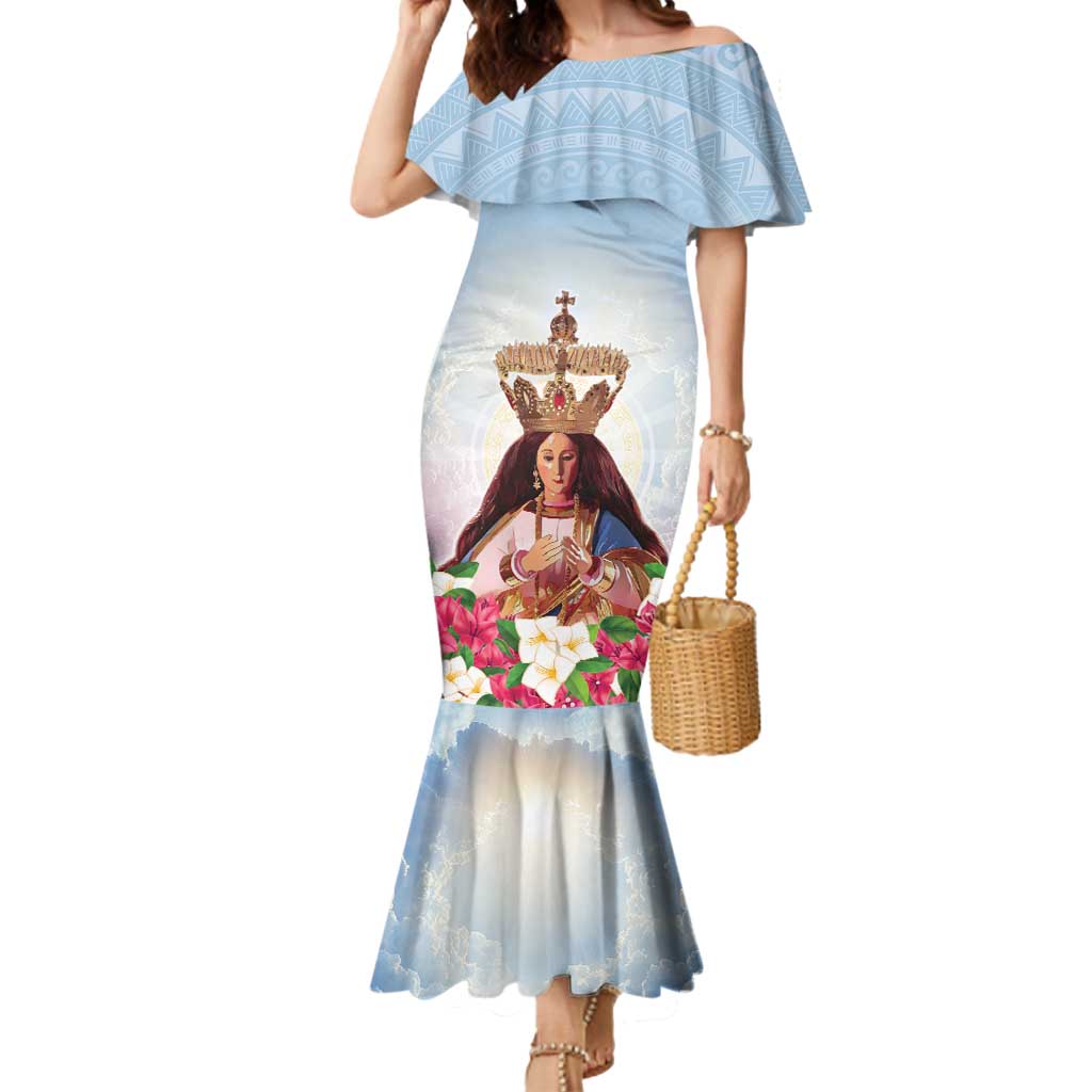 Guam Patroness Mermaid Dress The Legend Santa Marian Kamalen LT05 Women Blue - Polynesian Pride
