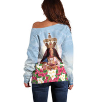 Guam Patroness Off Shoulder Sweater The Legend Santa Marian Kamalen LT05 - Polynesian Pride