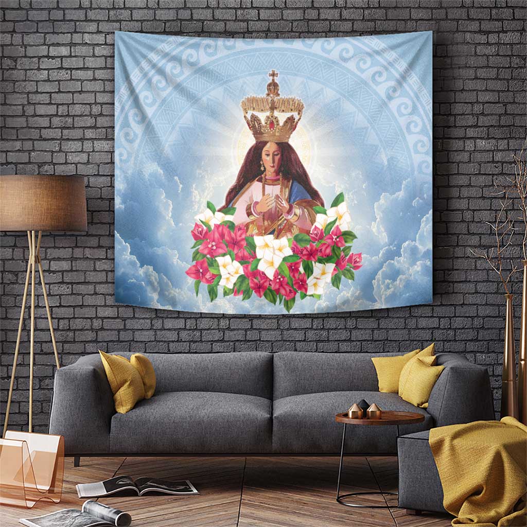 Guam Patroness Tapestry The Legend Santa Marian Kamalen LT05 Blue - Polynesian Pride