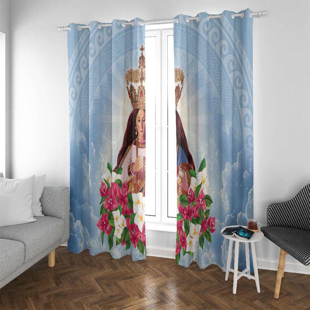 Guam Patroness Window Curtain The Legend Santa Marian Kamalen LT05 With Grommets Blue - Polynesian Pride