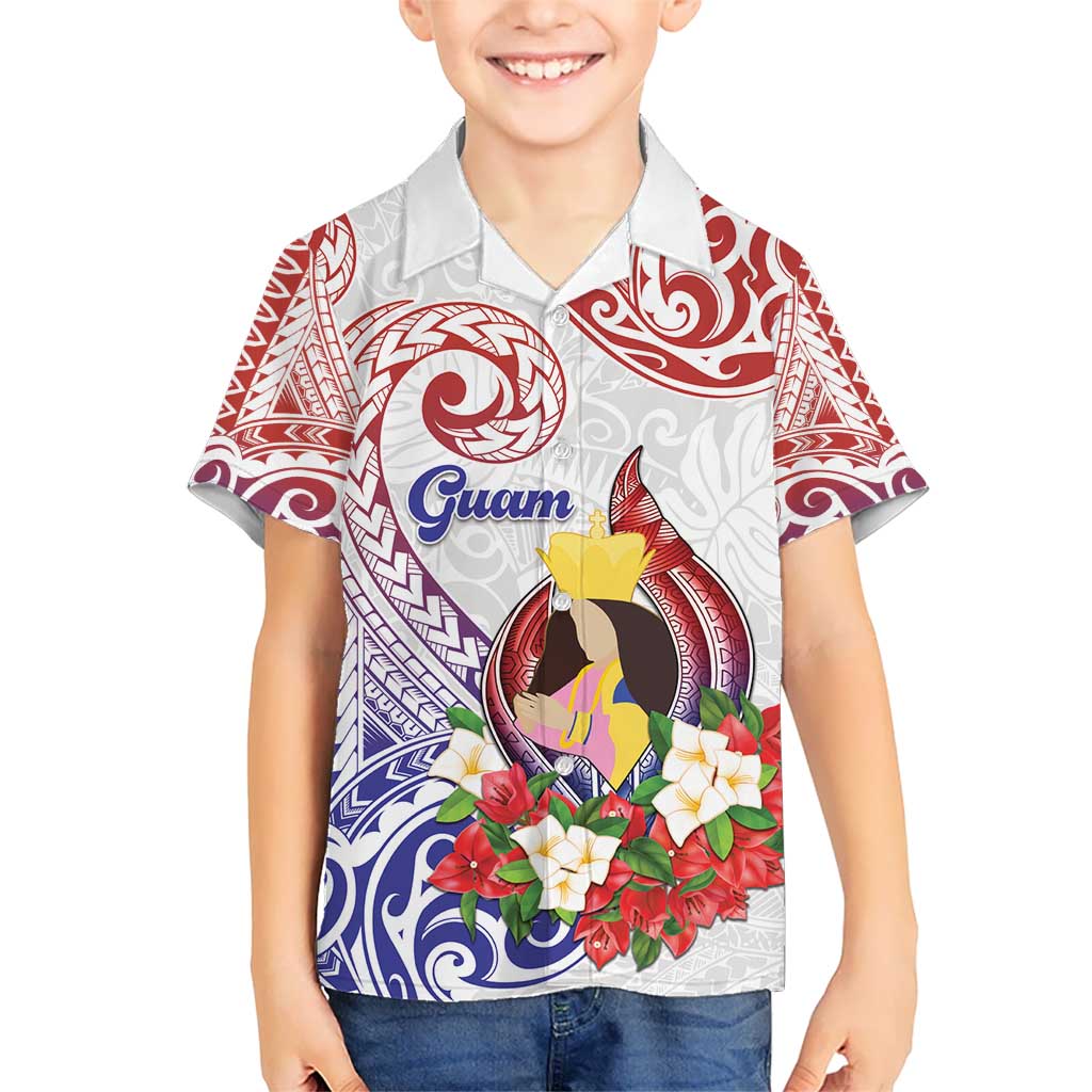 Happy Guam Santa Marian Kamalen Day Kid Hawaiian Shirt LT05 Kid White - Polynesian Pride