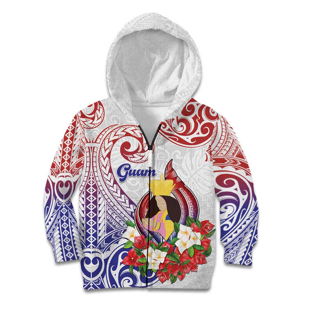 Happy Guam Santa Marian Kamalen Day Kid Hoodie LT05 Zip Hoodie White - Polynesian Pride