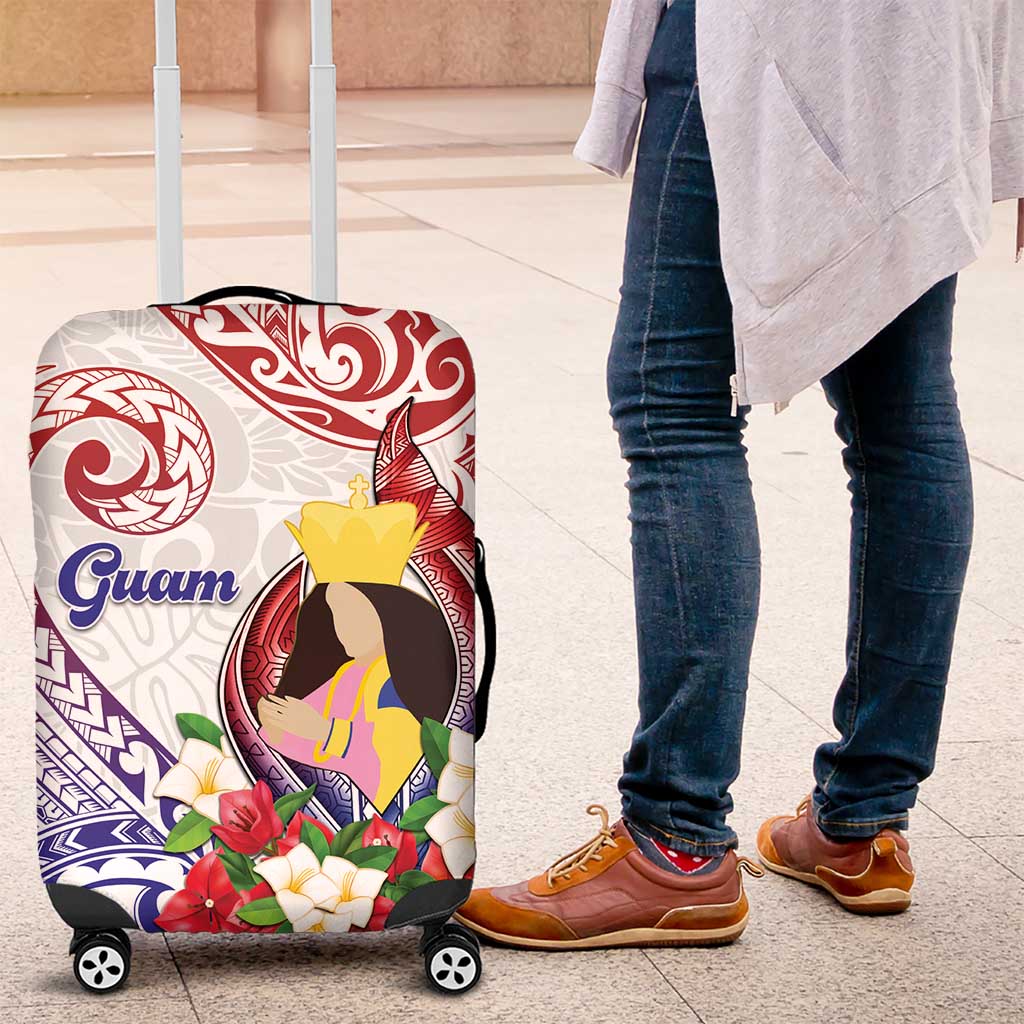 Happy Guam Santa Marian Kamalen Day Luggage Cover LT05 White - Polynesian Pride