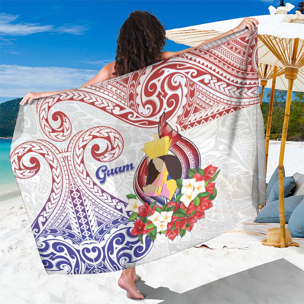 Happy Guam Santa Marian Kamalen Day Sarong LT05 One Size 44 x 66 inches White - Polynesian Pride