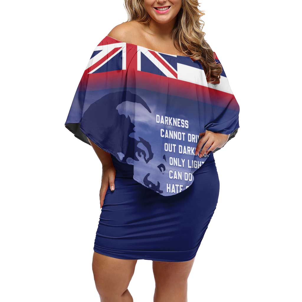 Hawaii MLK Day Off Shoulder Short Dress LT05 Women Blue - Polynesian Pride