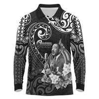 Guam MLK Day Long Sleeve Polo Shirt The Legacy Of MLK LT05 Black - Polynesian Pride