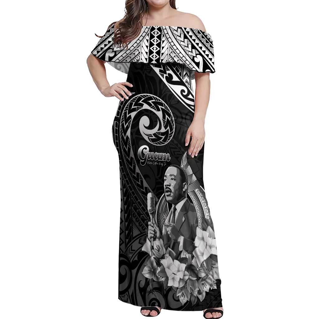 Guam MLK Day Off Shoulder Maxi Dress The Legacy Of MLK LT05 Women Black - Polynesian Pride