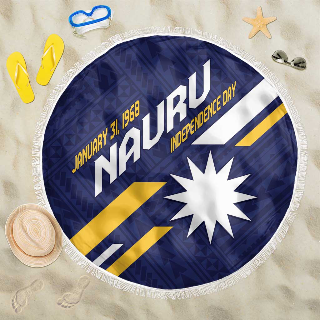 Happy Nauru Independence Day Beach Blanket Polynesian Pattern LT05 One Size 150cm Blue - Polynesian Pride