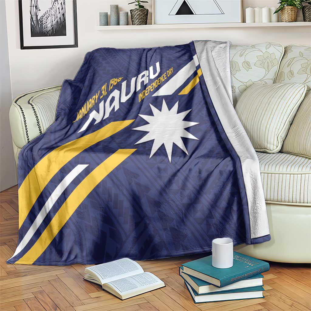 Happy Nauru Independence Day Blanket Polynesian Pattern LT05 Blue - Polynesian Pride