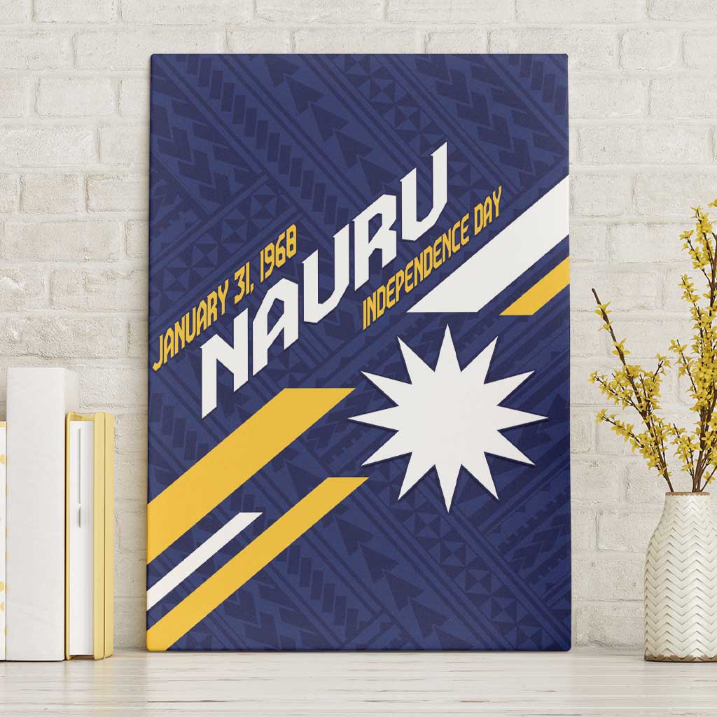 Happy Nauru Independence Day Canvas Wall Art Polynesian Pattern LT05 Without Frame Blue - Polynesian Pride