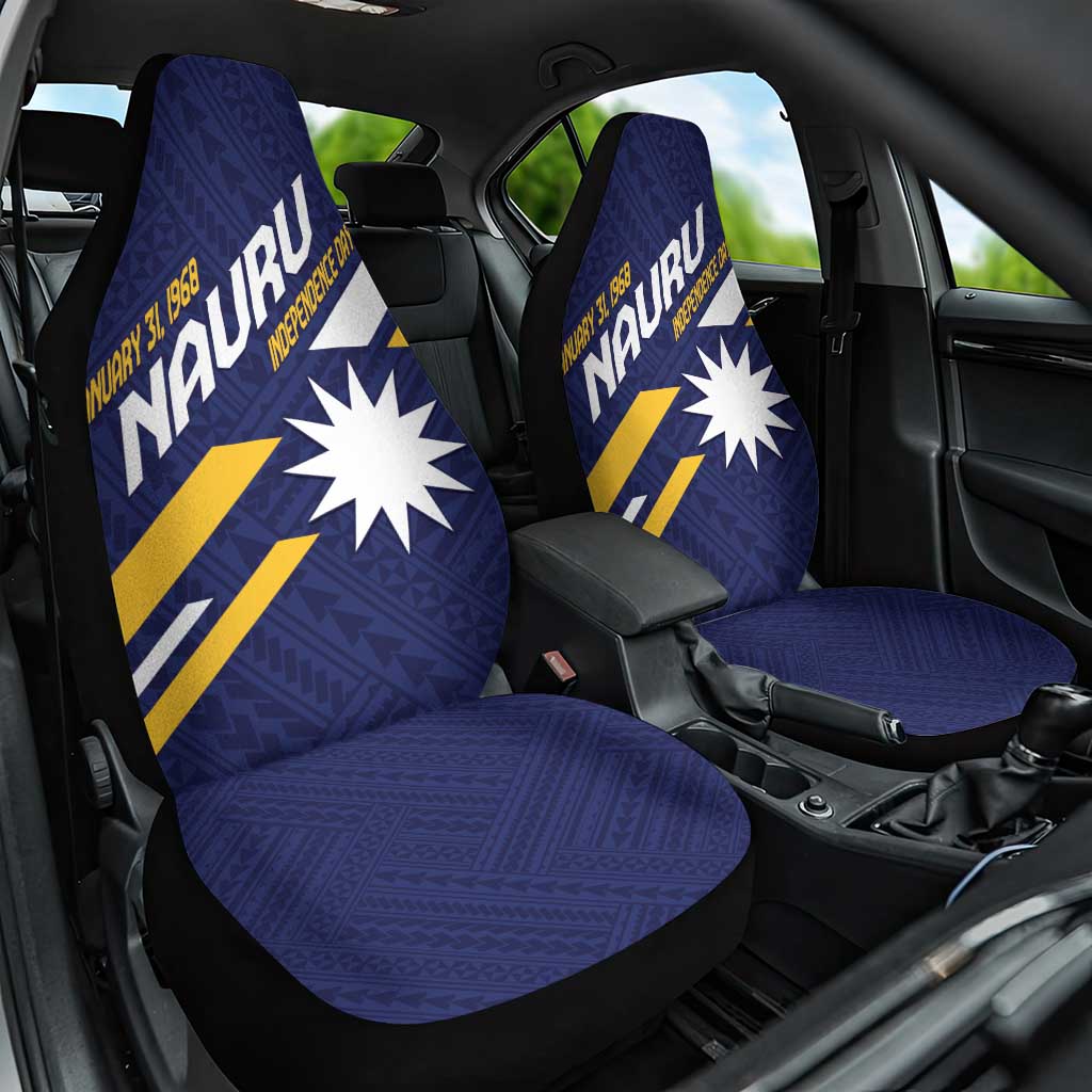 Happy Nauru Independence Day Car Seat Cover Polynesian Pattern LT05 One Size Blue - Polynesian Pride