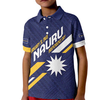 Personalised Happy Nauru Independence Day Kid Polo Shirt Polynesian Pattern LT05 Kid Blue - Polynesian Pride
