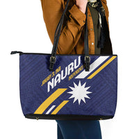 Happy Nauru Independence Day Leather Tote Bag Polynesian Pattern LT05 - Polynesian Pride