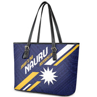 Happy Nauru Independence Day Leather Tote Bag Polynesian Pattern LT05 - Polynesian Pride