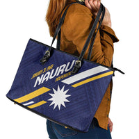 Happy Nauru Independence Day Leather Tote Bag Polynesian Pattern LT05 - Polynesian Pride