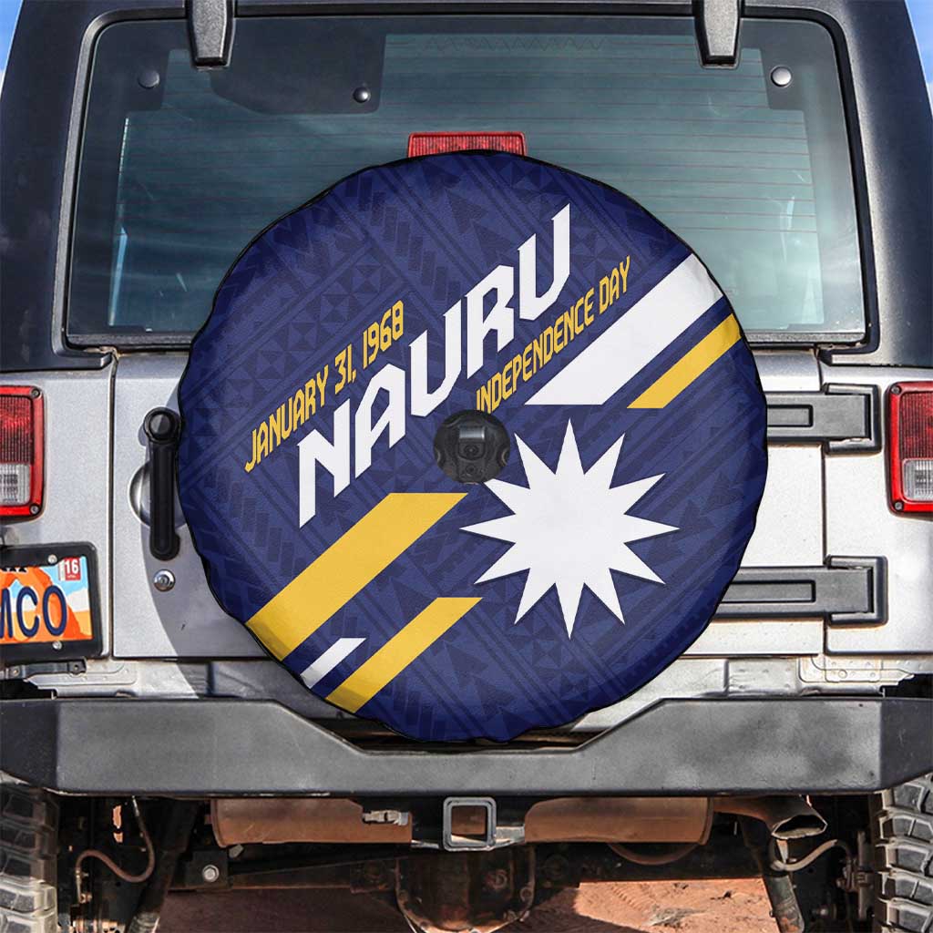 Happy Nauru Independence Day Spare Tire Cover Polynesian Pattern