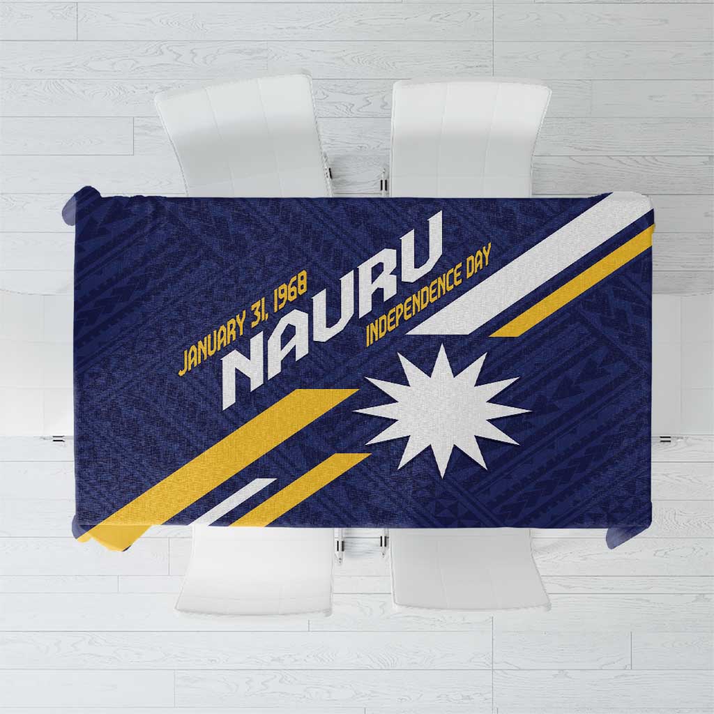 Happy Nauru Independence Day Tablecloth Polynesian Pattern LT05 Blue - Polynesian Pride