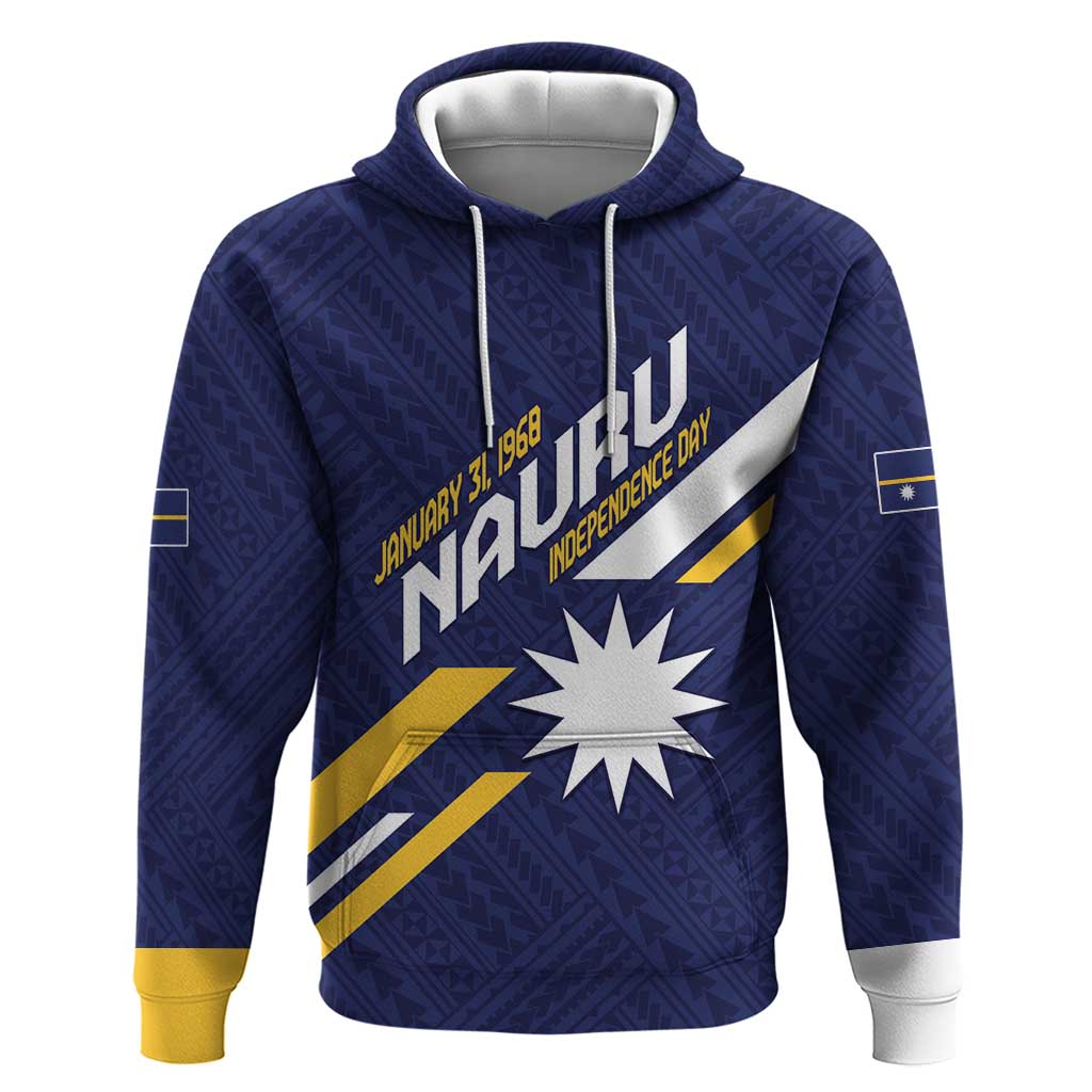 Personalised Happy Nauru Independence Day Zip Hoodie Polynesian Pattern LT05 Pullover Hoodie Blue - Polynesian Pride