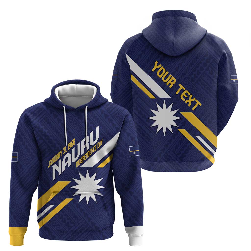 Personalised Happy Nauru Independence Day Zip Hoodie Polynesian Pattern LT05 - Polynesian Pride