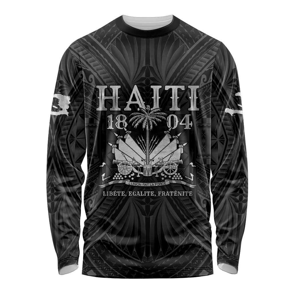 Haiti 1804 Long Sleeve Shirt Polynesian Silver Neg Maron LT05 Unisex Silver - Polynesian Pride