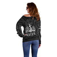 Haiti 1804 Off Shoulder Sweater Polynesian Silver Neg Maron LT05 - Polynesian Pride