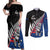 Custom New Zealand Auckland Cricket Couples Matching Off Shoulder Maxi Dress and Long Sleeve Button Shirt With Maori Pattern