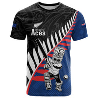 Custom New Zealand Auckland Cricket T Shirt With Maori Pattern LT05 Blue - Polynesian Pride