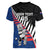 Custom New Zealand Auckland Cricket Women V Neck T Shirt With Maori Pattern