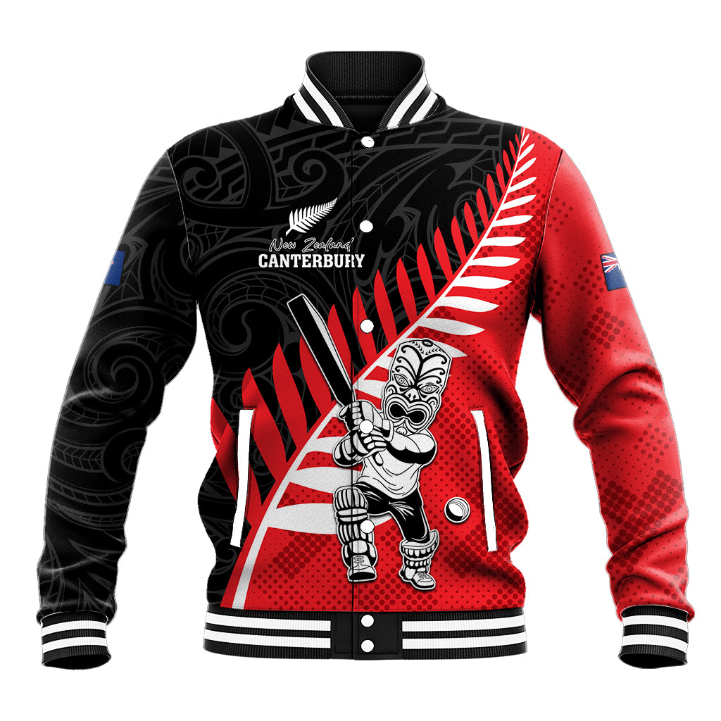 Custom New Zealand Canterbury Cricket Baseball Jacket With Maori Pattern LT05 Unisex Red - Polynesian Pride