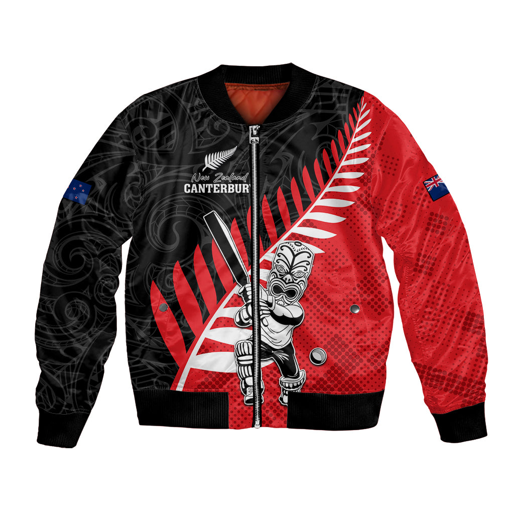 Custom New Zealand Canterbury Cricket Bomber Jacket With Maori Pattern LT05 Unisex Red - Polynesian Pride