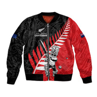 Custom New Zealand Canterbury Cricket Bomber Jacket With Maori Pattern LT05 Unisex Red - Polynesian Pride