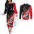 Custom New Zealand Canterbury Cricket Couples Matching Off The Shoulder Long Sleeve Dress and Long Sleeve Button Shirt With Maori Pattern