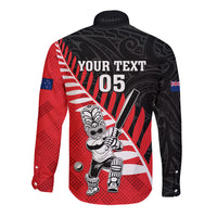 Custom New Zealand Canterbury Cricket Long Sleeve Button Shirt With Maori Pattern LT05 - Polynesian Pride