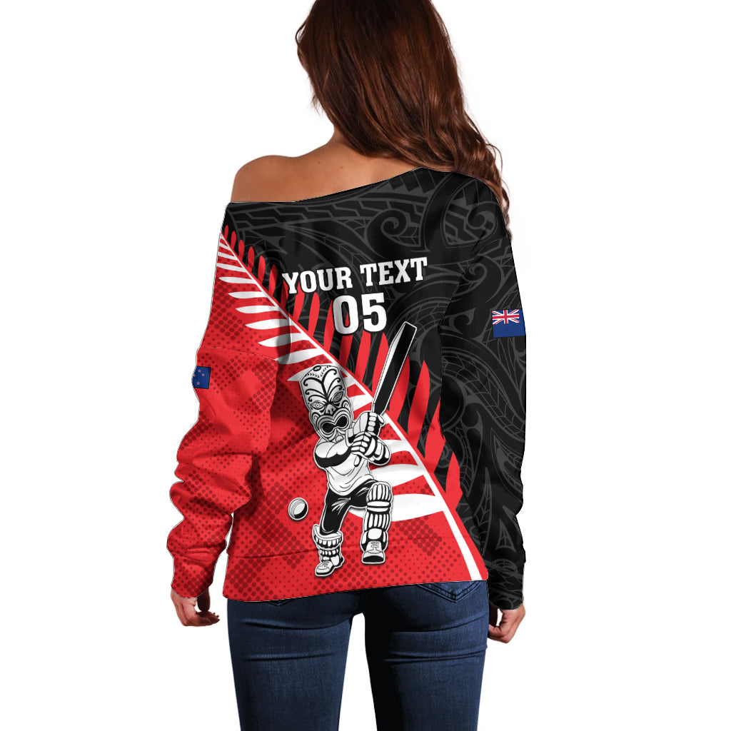 Custom New Zealand Canterbury Cricket Off Shoulder Sweater With Maori Pattern LT05 - Polynesian Pride