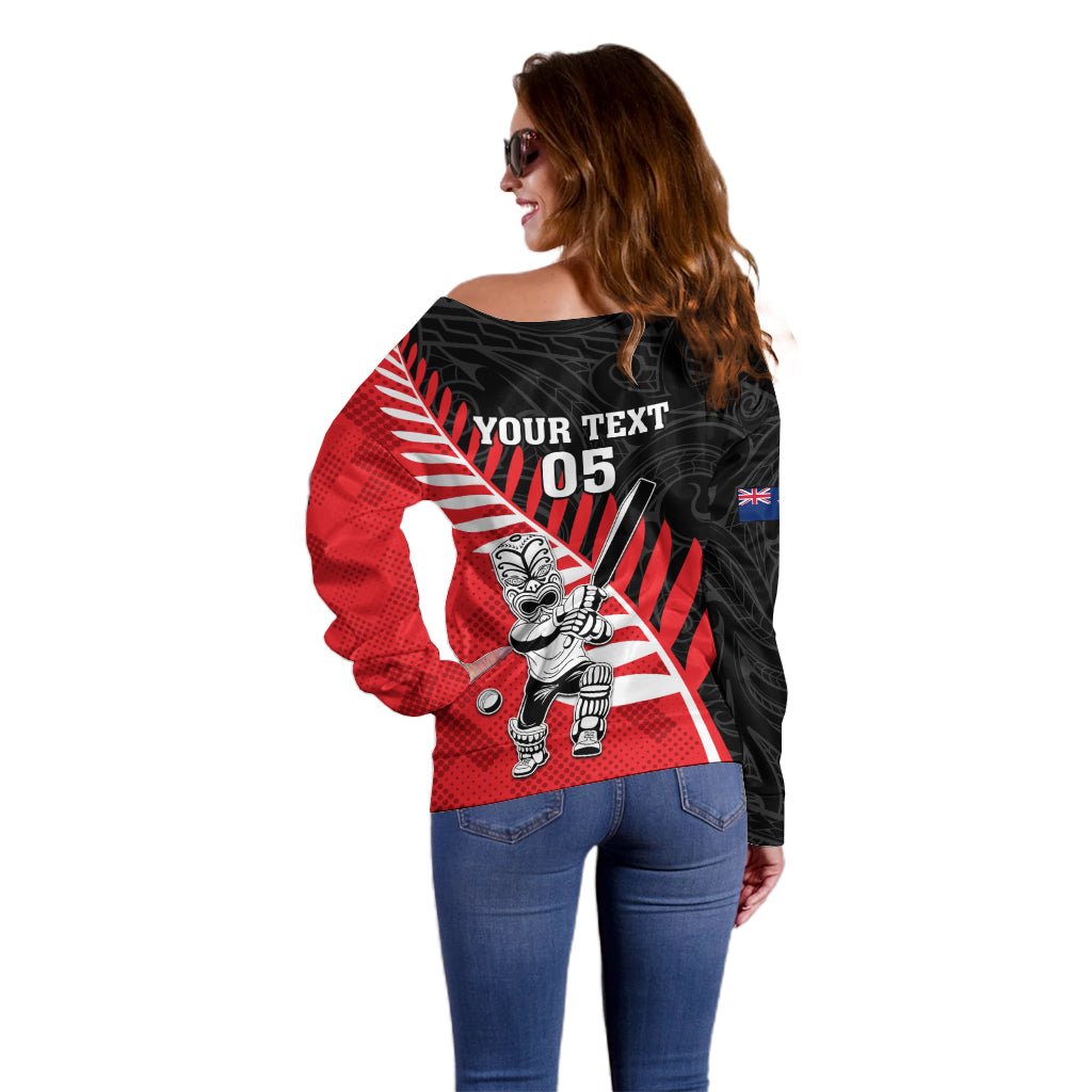 Custom New Zealand Canterbury Cricket Off Shoulder Sweater With Maori Pattern LT05 - Polynesian Pride