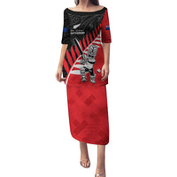 Custom New Zealand Canterbury Cricket Puletasi With Maori Pattern LT05 Long Dress Red - Polynesian Pride