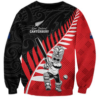 Custom New Zealand Canterbury Cricket Sweatshirt With Maori Pattern LT05 Unisex Red - Polynesian Pride