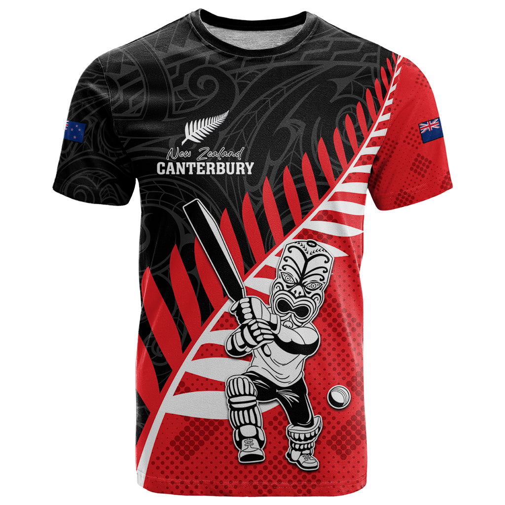 Custom New Zealand Canterbury Cricket T Shirt With Maori Pattern LT05 Red - Polynesian Pride