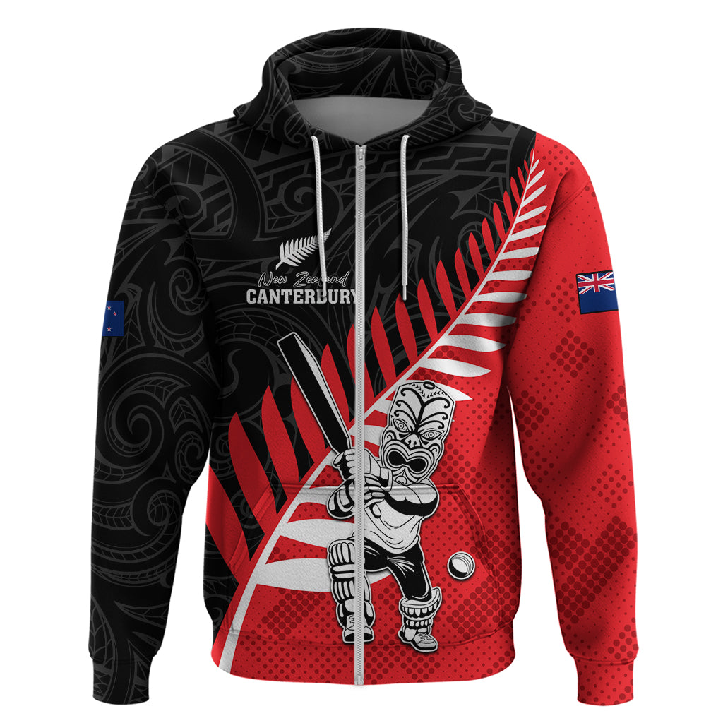 Custom New Zealand Canterbury Cricket Zip Hoodie With Maori Pattern