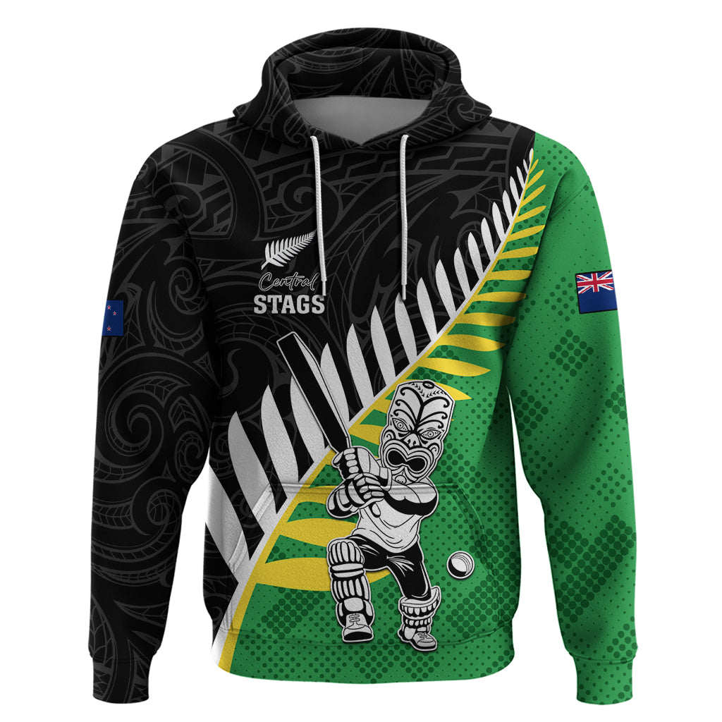 Custom New Zealand Central Districts Cricket Hoodie With Maori Pattern LT05 Pullover Hoodie Green - Polynesian Pride