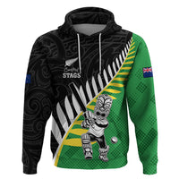 Custom New Zealand Central Districts Cricket Hoodie With Maori Pattern LT05 Pullover Hoodie Green - Polynesian Pride