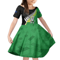 Custom New Zealand Central Districts Cricket Kid Short Sleeve Dress With Maori Pattern LT05 KID Green - Polynesian Pride
