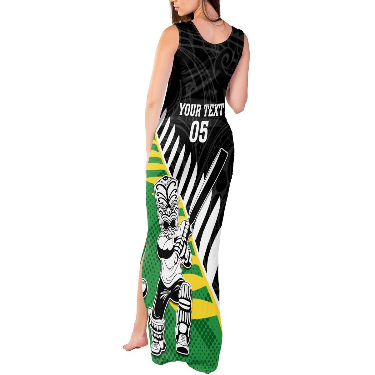 Custom New Zealand Central Districts Cricket Tank Maxi Dress With Maori Pattern LT05 - Polynesian Pride