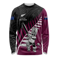 Custom New Zealand Northern Districts Cricket Long Sleeve Shirt With Maori Pattern LT05 Unisex Maroon - Polynesian Pride
