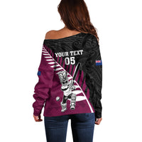 Custom New Zealand Northern Districts Cricket Off Shoulder Sweater With Maori Pattern LT05 - Polynesian Pride
