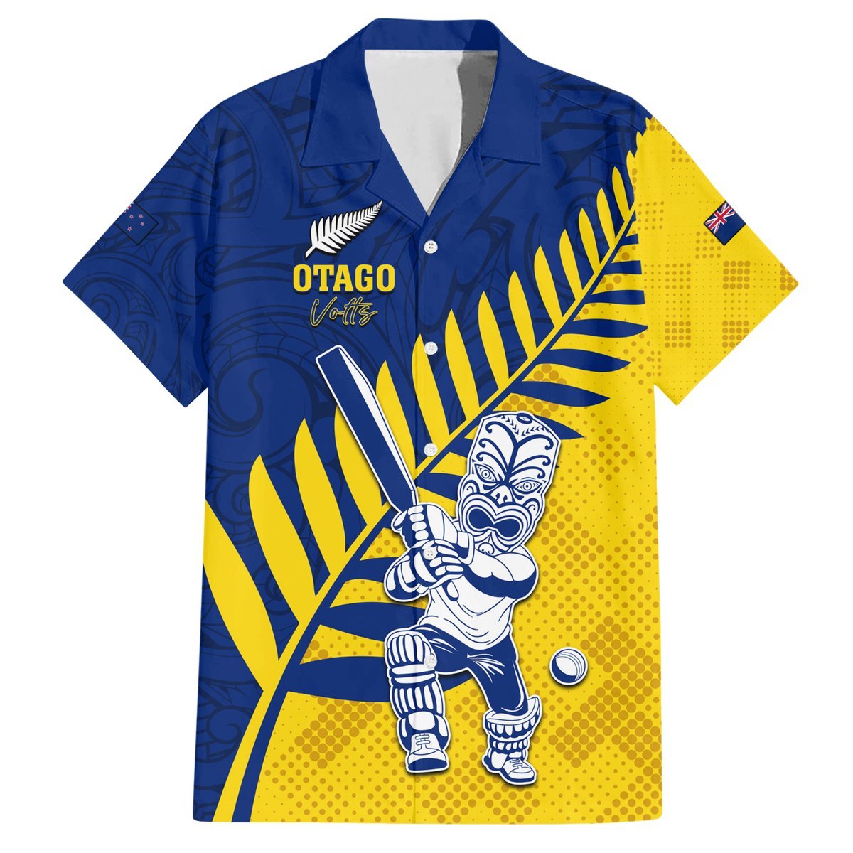 Custom New Zealand Otago Cricket Hawaiian Shirt With Maori Pattern LT05 Yellow - Polynesian Pride