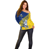 Custom New Zealand Otago Cricket Off Shoulder Sweater With Maori Pattern LT05 - Polynesian Pride