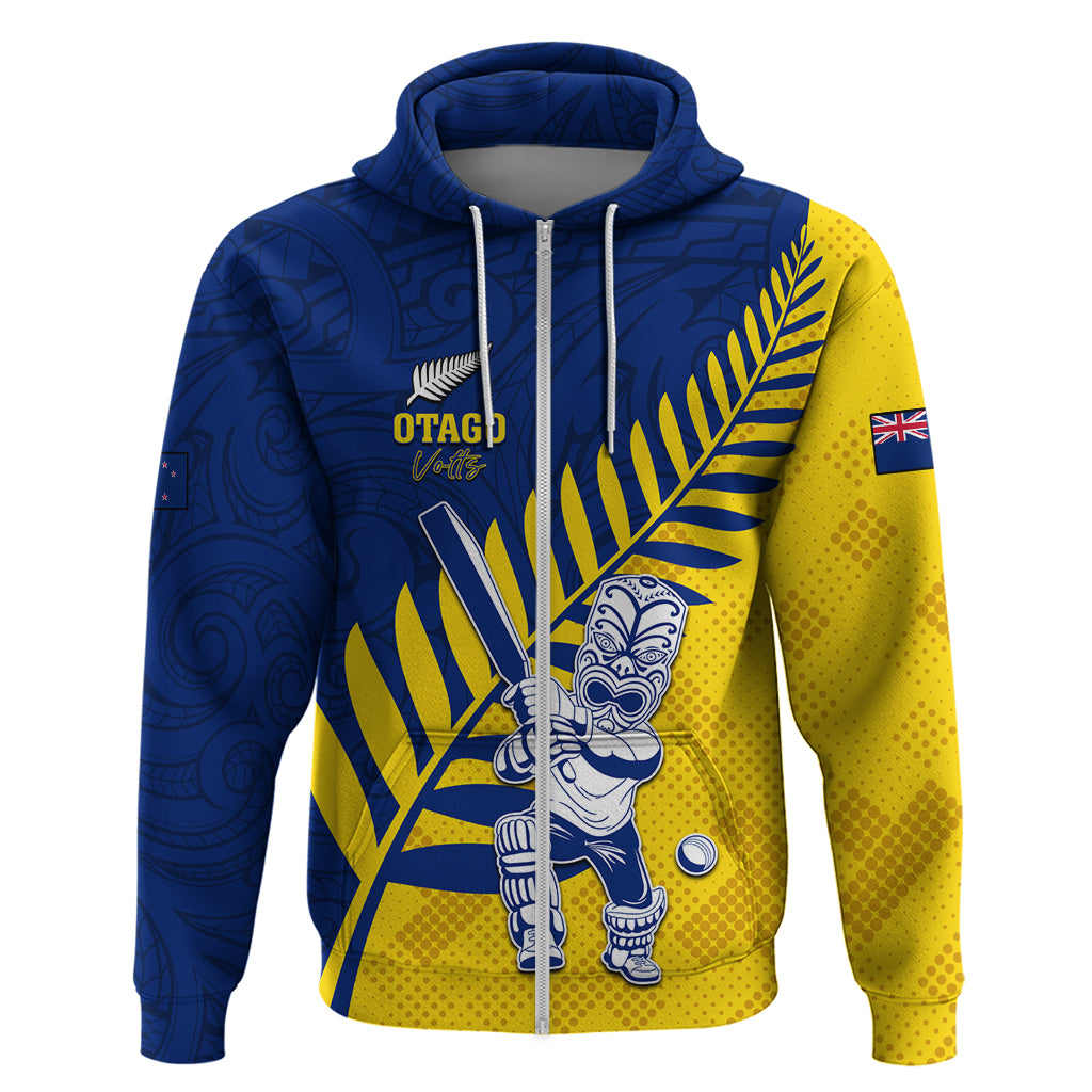 Custom New Zealand Otago Cricket Zip Hoodie With Maori Pattern LT05 Zip Hoodie Yellow - Polynesian Pride