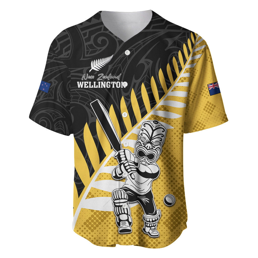 Custom New Zealand Wellington Cricket Baseball Jersey With Maori Pattern LT05 Yellow - Polynesian Pride